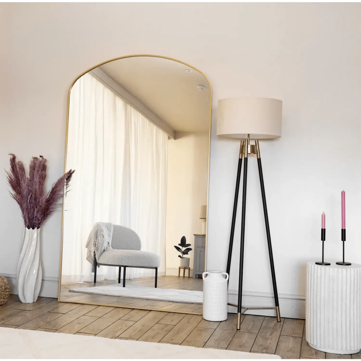 Yōko- Gold Metal Gentle Arch Mirror - 180cm x 105cm.