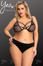 YesX Plus Size Bra and Brief Lingerie Set Black