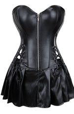 YesX Black Faux Leather Corset & Skirt