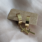 Zelle Noir Gold Plated Hip Hop Cross Earrings