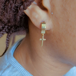 Zelle Noir Gold Plated Hip Hop Cross Earrings