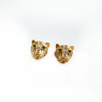 Zuri Luxe 18k Gold Plated Small Jewelled Panther Stud Earrings