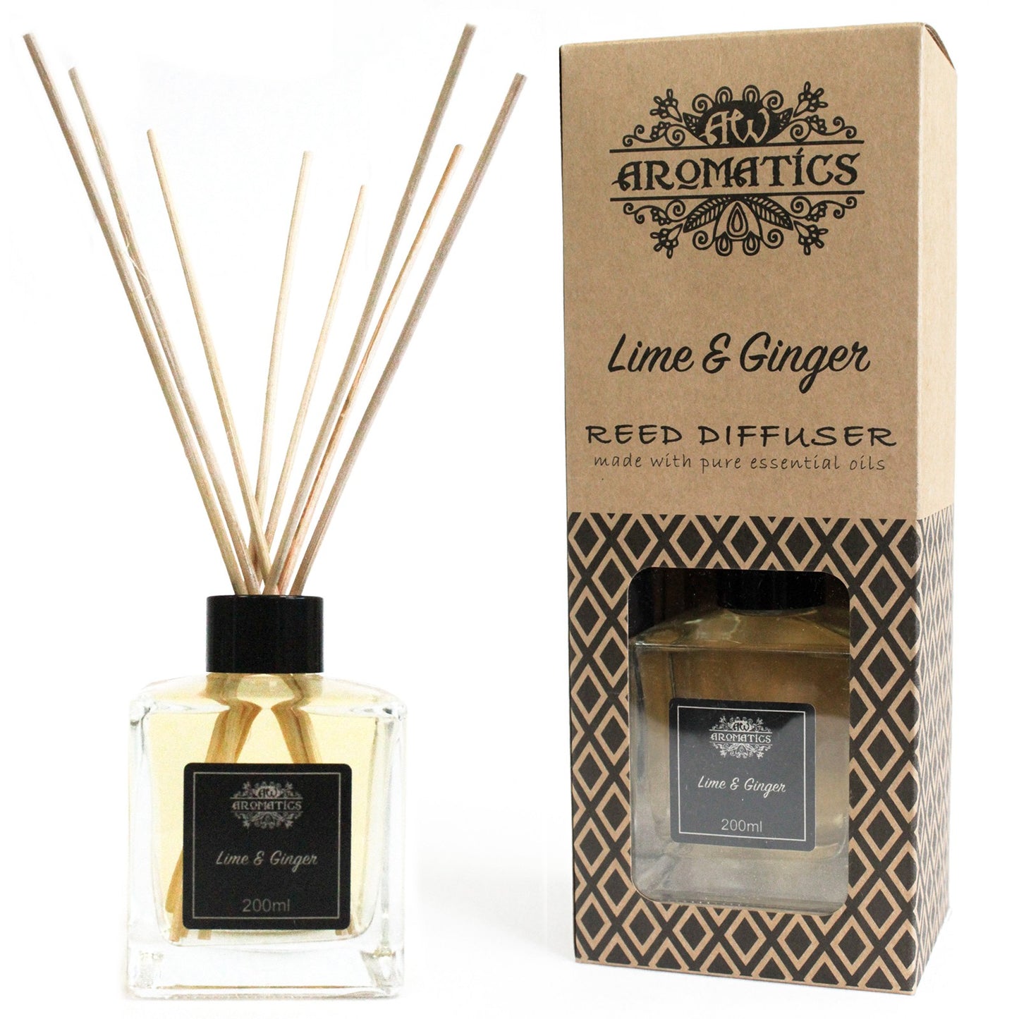 200ml Lime & Ginger Essential Oil Reed Diffuser - ScentiMelti Wax Melts