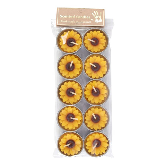 Set of 10 Yellow and Orange Sunflower Candles - ScentiMelti Wax Melts