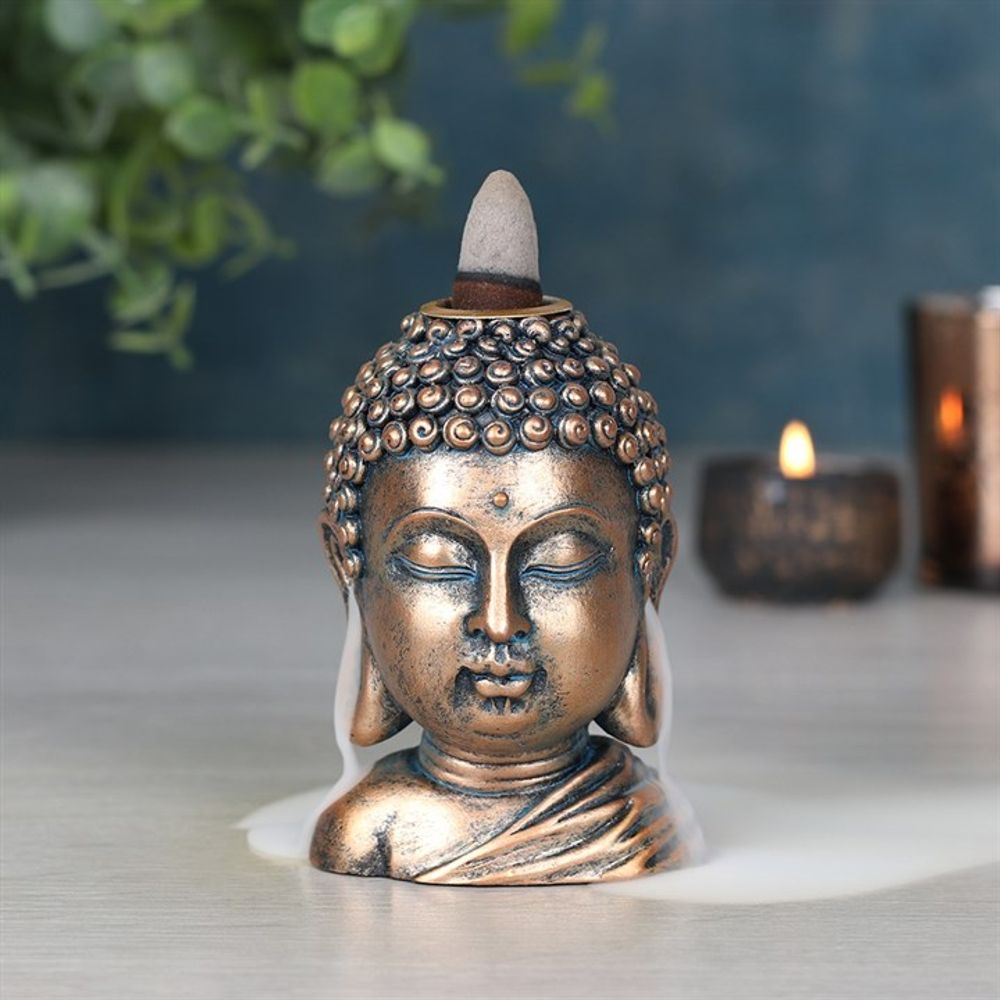 Bronze Buddha Head Backflow Incense Burner - ScentiMelti Wax Melts