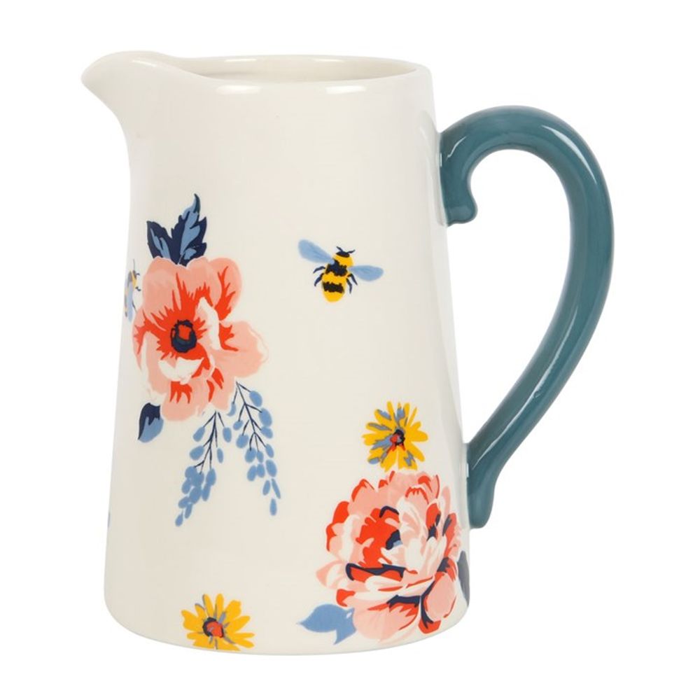 17cm Bee-utiful Floral Ceramic Flower Jug - ScentiMelti Wax Melts