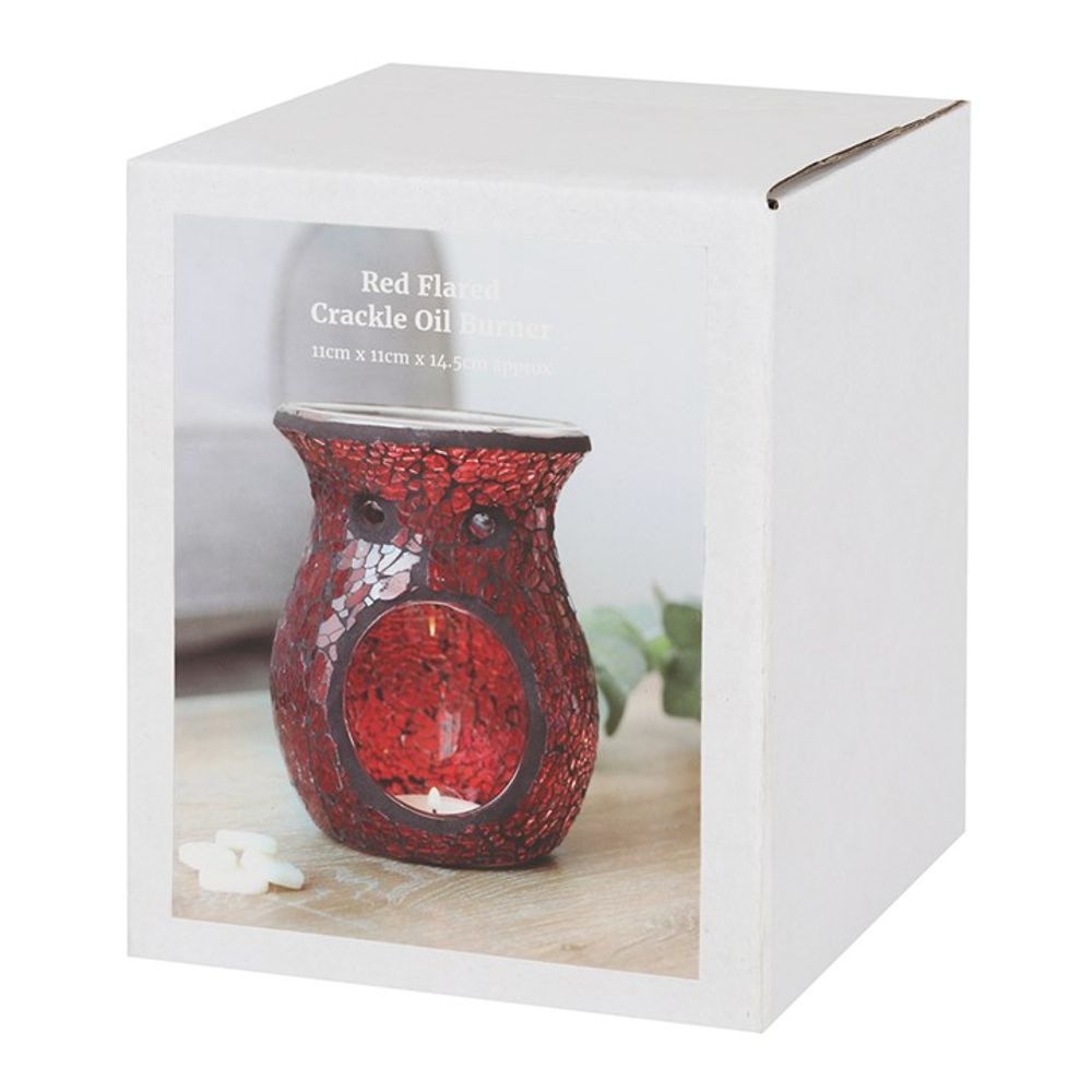 Large Red Crackle Glass Oil Burner - ScentiMelti Wax Melts