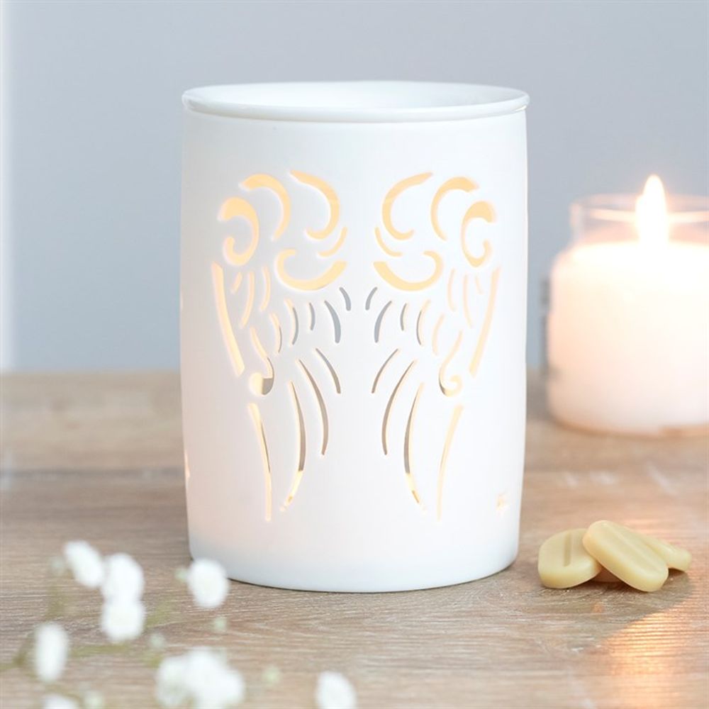White Angel Wings Cut Out Oil Burner - ScentiMelti Wax Melts