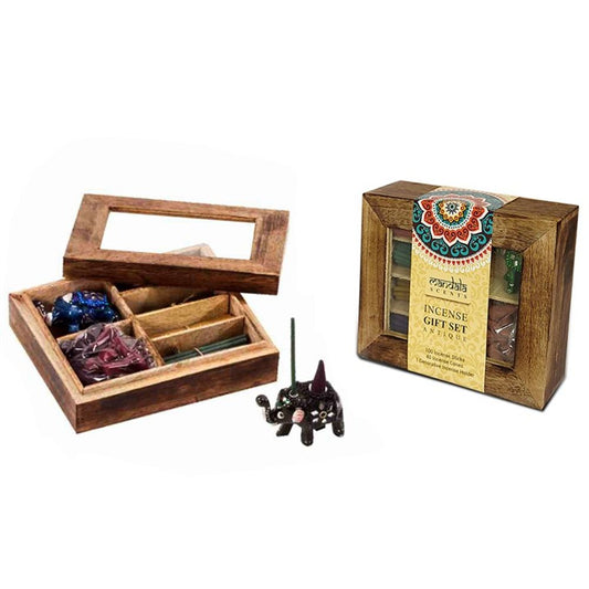 Mandala Incense Gift Set in Wooden Gift Box - ScentiMelti Wax Melts