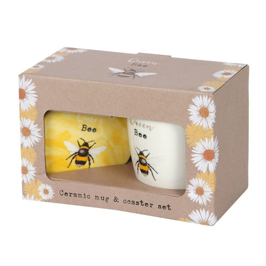 Queen Bee Ceramic Mug and Coaster Set - ScentiMelti Wax Melts