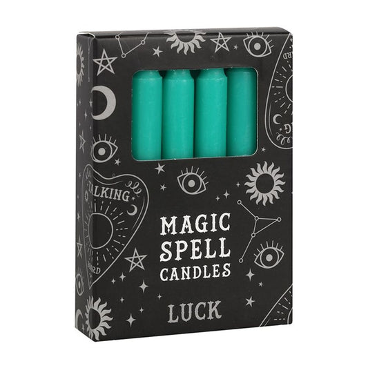 Set of 12 Green 'Luck' Spell Candles - ScentiMelti Wax Melts