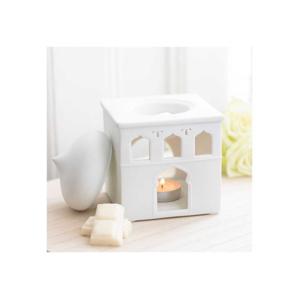 Off White Mosque Oil Burner and Incense Cone Holder - ScentiMelti Wax Melts