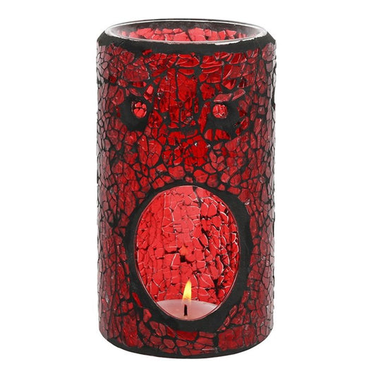 Red Pillar Crackle Glass Oil Burner - ScentiMelti Wax Melts