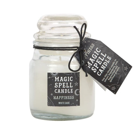 White Sage 'Happiness' Spell Candle Jar - ScentiMelti Wax Melts