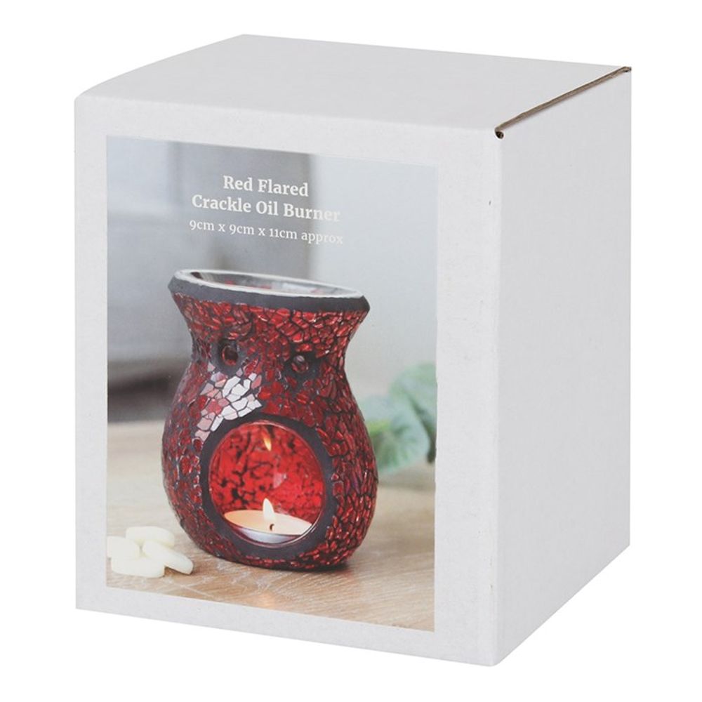 Small Red Crackle Glass Oil Burner - ScentiMelti Wax Melts