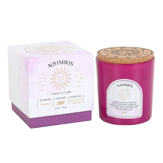 Aquarius Bergamot & Mandarin Gemstone Zodiac Candle - ScentiMelti Wax Melts